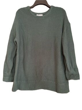 Old Navy Textured Knit Cozy Tunic Sweater Emarld Isle Green L Cotton Chunky